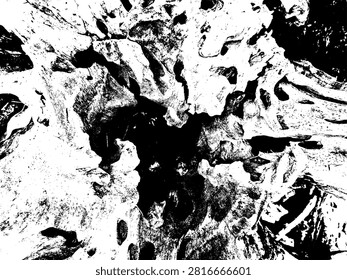 High contrast vector illustration of dry rotting wood roots texture. Abstract monochrome grunge silhouette pattern for streetwear print, t-shirt design, and poster background.