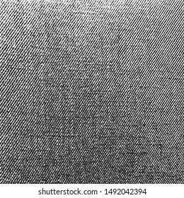 High contrast vector jeans texture. Rough material cloth background. Black ad white grunge fabrics.