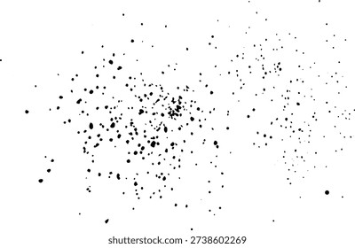 A high contrast visual of irregular black specks and dots scattered across a pure white surface, creating a distinctive grunge texture.