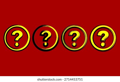 High Contrast Yellow and Black Question Mark Badges Designed for Help Center, Support, Search, and Confusion Themed Visual Projects.