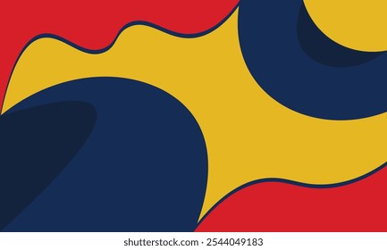 Amarillo, azul marino y rojo de alto contraste en Formas orgánicas, ideal para ilustraciones digitales atrevidas y creativas