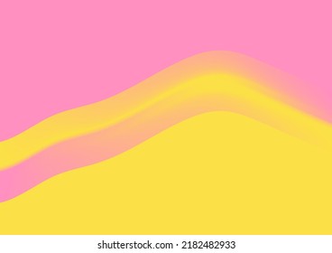 High contrast yellow and pink pastel abstract minimal background. Smooth wave vector design
