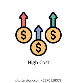 High Cost vector filled outline Icon Design illustration. Business And Management Symbol on White background EPS 10 File