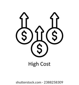 High Cost vector outline Icon Design illustration. Business And Management Symbol on White background EPS 10 File