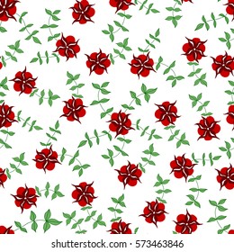 High Coverage Seamless Floral Pattern in Country Style. Romantic Feminine Texture. Small Simple Flowers Scattered on White Background. Design for Calico, Print, Textile, Fabric, Wallpaper, Prints.