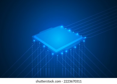 High CPU Performance Abstract Background. Digital Lines With Binary Code Technology Abstract.