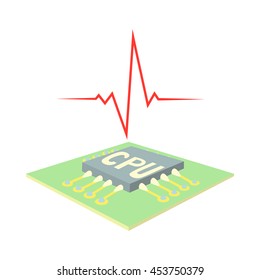 High CPU temperature icon in cartoon style isolated on white background. Technique symbol