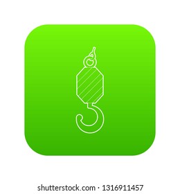 High crane icon green vector isolated on white background