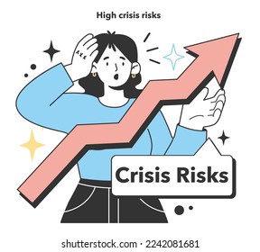 High crisis risks of small business. Fears and concerns about starting and developing a new start-up, local business. Potential failure and difficulties. Flat Vector Illustration