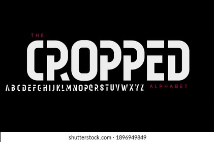 High cropped alphabet, geometric type. Modern tall letters. Readable bold narrow font for modern futuristic logo, headline, monogram, creative lettering and typography. Vector typographic design.