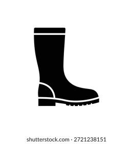 High Cut Rain Boot Black and White Protective Footwear Icon