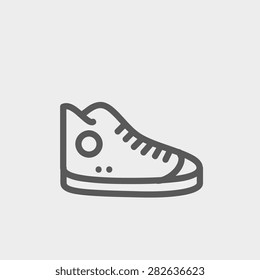 High cut rubber shoes icon thin line for web and mobile, modern minimalistic flat design. Vector dark grey icon on light grey background.