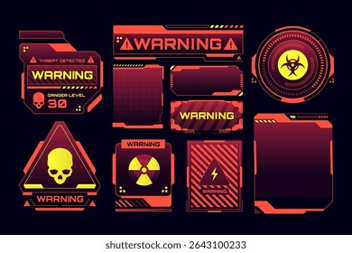 HUD de alto nivel de peligro con símbolos de alerta roja Elementos
