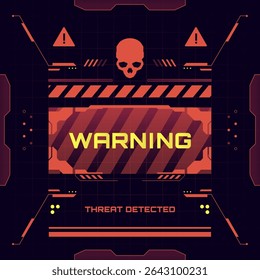 High danger level interface with alert symbols in red color