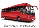 high decker 3d red bus luxury vip first class travel vacation tourism tour public route Irizar Liverpool team fc football modern art design vector template isolated white background