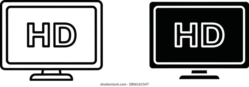 High definition display screen icons for modern digital media devices