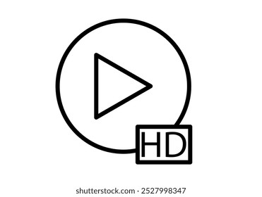 High definition or HD video black icon