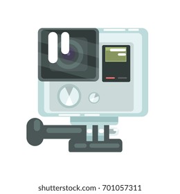 High definition photo video camera pro action. Colorful cartoon vector Illustration