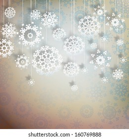 Copos de nieve de alta definición sobre fondo beidge. Vector EPS 10