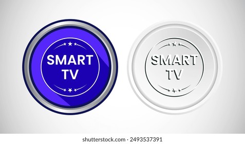 High Definition TV Icon Button Set Design Illustration