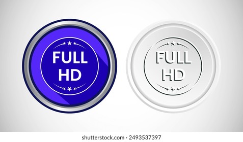 High Definition TV Icon Button Set Design Illustration