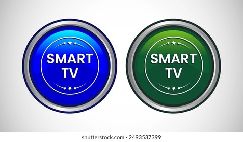 High Definition TV Icon Button Set Design Illustration