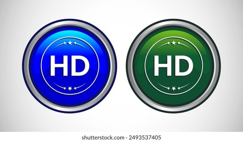 High Definition TV Icon Button Set Design Illustration