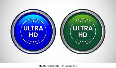 High Definition TV Icon Button Set Design Illustration