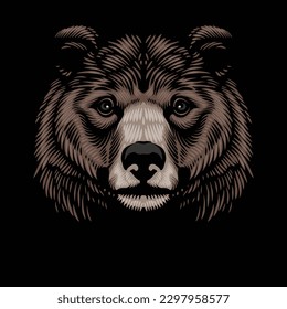 high detail bear t-shirt illustration design