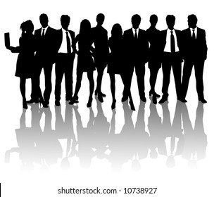 high detail business people vector silhouettes on white background