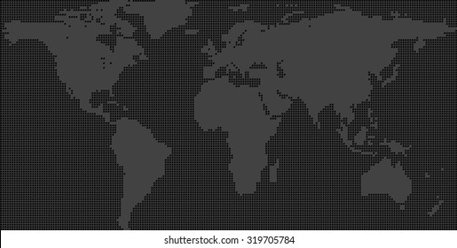 High Detail Dots Square World Map Illustration 