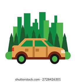 Ilustración vectorial plana de alto detalle que presenta conceptos elegantes de vehículos autónomos para viajes urbanos