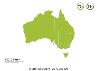 High Detail Green silhouette of Australia map on white background vector.