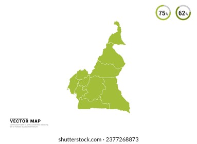 High Detail Green silhouette of Cameroon map on white background vector.