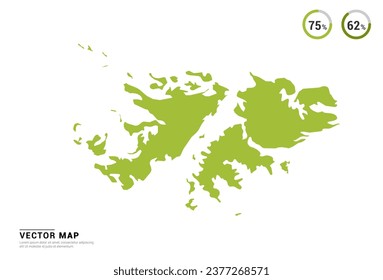 High Detail Green silhouette of Falkland Islands map on white background vector.