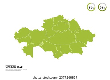 High Detail Green silhouette of Kazakhstan map on white background vector.