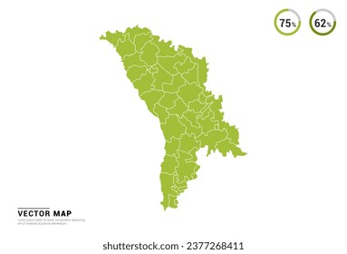 High Detail Green silhouette of Moldova map on white background vector.