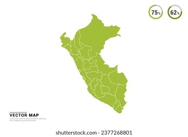 High Detail Green silhouette of Peru map on white background vector.