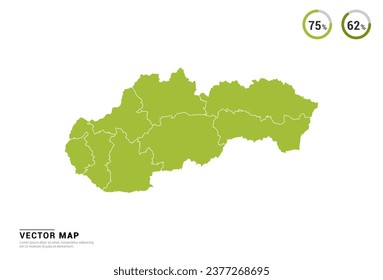 High Detail Green silhouette of Slovakia map on white background vector.