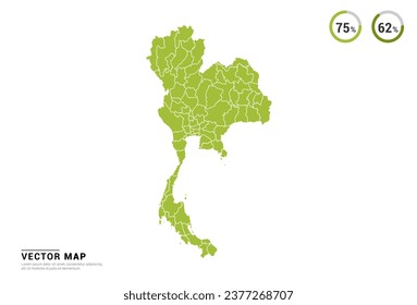 High Detail Green silhouette of Thailand map on white background vector.