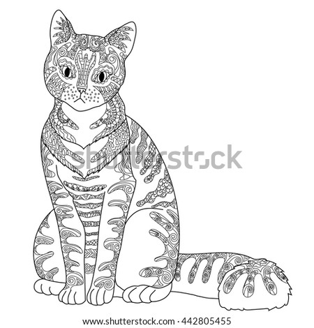 Download High Detail Patterned Cat Zen Tangle 스톡 벡터(사용료 없음 ...