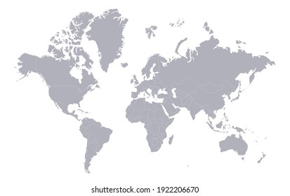 Mapa del mundo político de alto detalle. Organizado de manera inteligente con capas. Ilustración vectorial.