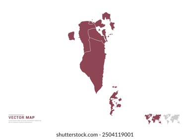 Silueta roja del mapa de Bahrein en el Vector del fondo blanco.