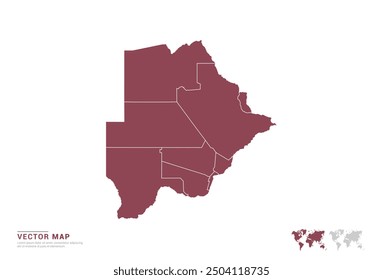 High Detail Red silhouette of Botswana map on white background vector.