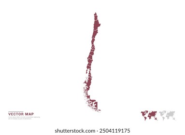 High Detail Red silhouette of Chile map on white background vector.