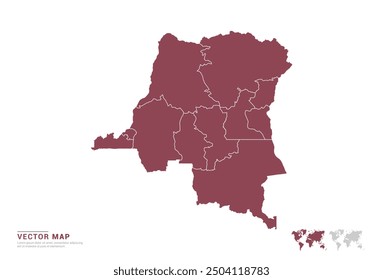 High Detail Red silhouette of Congo map on white background vector.