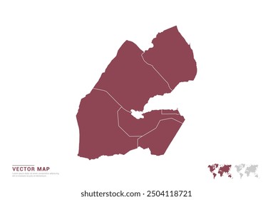 High Detail Red silhouette of Djibouti map on white background vector.