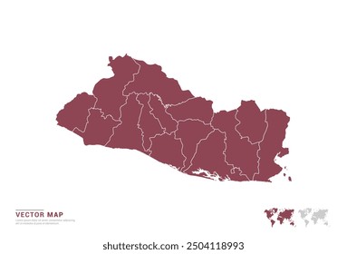 High Detail Red silhouette of El Salvador map on white background vector.