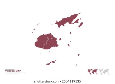 High Detail Red silhouette of Fiji map on white background vector.