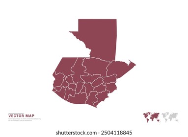 High Detail Red silhouette of Guatemala map on white background vector.